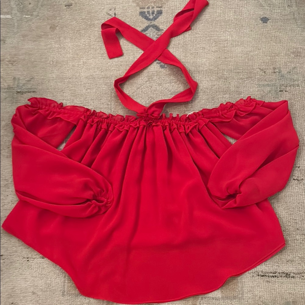 Misa Los Angeles Red Off the Shoulder Blouse
